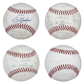 Lot of (4) New York Mets 1960s Team Signed Baseballs (JSA)
